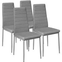 Tectake 4 Dining Chairs Synthetic Leather - Grey, Grey