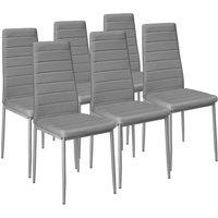 Tectake 6 Dining Chairs Synthetic Leather - Grey, Grey