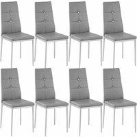 Tectake 8 Dining Chairs w/ Rhinestones - Grey, Grey