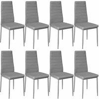 Tectake 8 Synthetic Leather Dining Chairs - Grey, Grey