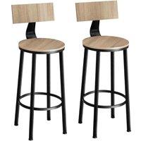 Tectake Poole 2 Bar Stools - Brown, Brown