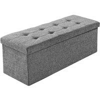 Tectake Storage Bench Foldable Made Of Polyester 110x38x38cm - Grey, Grey