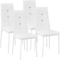 Tectake 4 Dining Chairs w/ Rhinestones - White, White