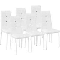 Tectake 6 Dining Chairs w/ Rhinestones - White, White