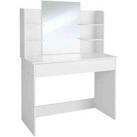 Tectake Camille Dressing Table w/ Mirror, Drawer And Storage Shelves, White