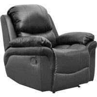 Madison Real Leather Recliner Armchair - Black