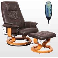 Sorento Bonded Leather Swivel Recliner Chair with Foot Stool - Brown