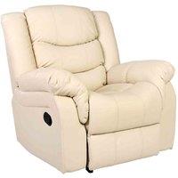 Seattle Leather Recliner Chair Armchair - Cream