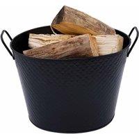 Charles Bentley Willow Small Fireside Log Bucket, Black