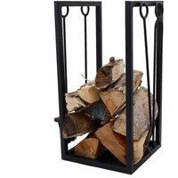 Charles Bentley Hornbeam Log Holder Fireside Companion Set, Black