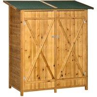 Outsunny Wooden Storage Shed (139 x 75 x 160cm) - Natural, Brown