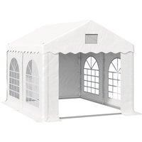 Outsunny 4 x 3m Gazebo Party Tent w/ 4 Removable Side Walls and Windows - White