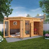 Mercia 8' x 12' Premium Corner Summerhouse w/ Side Shed, Brown
