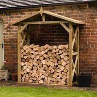 Forest Garden Large Apex Wall Log Store, Brown