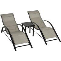 Outsunny 3pc Lounge Chair Set with Table - Grey, Grey