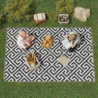 Outsunny 152 x 243 cm(5x 8ft) Outdoor Reversible Rug - Black and White, Black