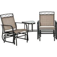 Outsunny Double 2 Seater Outdoor Glider Chair - Brown, Brown