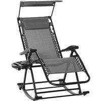 Outsunny Garden Rocking Chair Folding Recliner - Grey, Grey