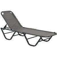 Outsunny Sun Lounger Recliner 5-Position Adj. Backrest Grey, Grey