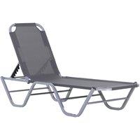 Outsunny Sun Lounger 5-Position Adjustable Backrest Grey, Grey