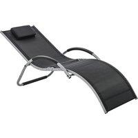 Outsunny Sun Lounger Reclining Chair with Pillow - Black, Black