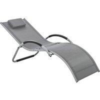 Outsunny Sun Lounger Reclining Chair with Pillow - Dark Grey, Grey