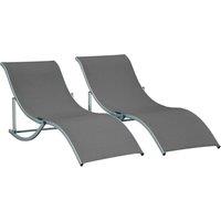 Outsunny Set of 2 S-shaped Foldable Lounge Chair - Grey, Grey