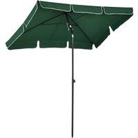Outsunny Aluminium Rectangular Tilting Parasol 2 x 1.25m - Green, Green