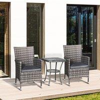 Outsunny 3pc Rattan Bistro Set - Mixed Grey, Grey