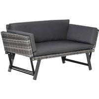 Outsunny 2-in-1 Rattan Folding Daybed Sofa - Mixed Grey, Grey
