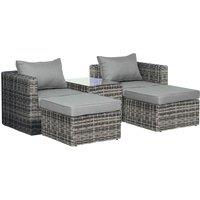Outsunny 5pc Rattan Garden Furniture Set - Mixed Grey, Grey