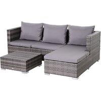 Outsunny 3pc Rattan Garden Furniture Storage Sofa Set - Grey, Grey