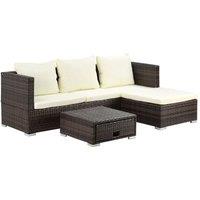 Outsunny 3pc Rattan Garden Furniture Storage Sofa Set - Brown, Brown