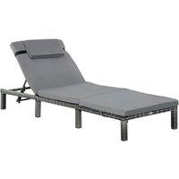 Outsunny Rattan Sun Lounger - Grey, Grey