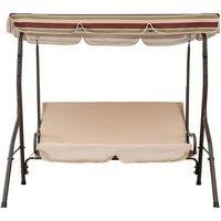 Sunjoy Tan Striped Covered 2-Seat Swing with Tilt Canopy