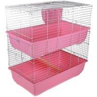 Little Friends Rabbit 80cm Double Cage Indoor for Rabbits/Guinea Pigs - Pink, Pink