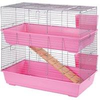 Little Friends Rabbit 100cm Double Cage Indoor for Rabbits/Guinea Pigs - Pink, Pink