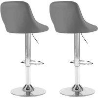 Neo Madrid Faux Leather Chrome Adj. Bar Stools 2pk, Grey