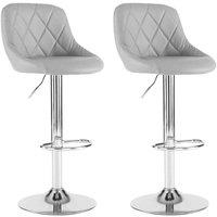 Neo 2x Grey Madrid Faux Leather Chrome Breakfast Bar Stools, Grey