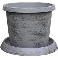 Thompson & Morgan 1 x Plastic Flowerpot with Saucer Modern Grey, Grey