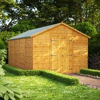 Power 18x10 Apex No Window Double Door Shed, Brown