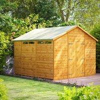 Power 10x10 Security Apex Double Door Shed, Brown