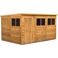 Power 12x8 Overlap Pent Shed, Brown