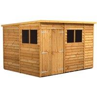 Power 10x8 Overlap Pent Double Door Shed, Brown