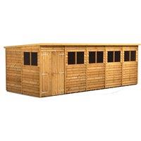 Power 20x8 Overlap Pent Double Door Shed, Brown