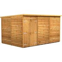 Power 12x8 Overlap Pent No Window Double Door Shed, Brown