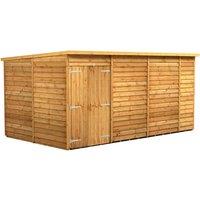 Power 14x8 Overlap Pent No Window Double Door Shed, Brown