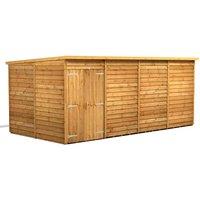 Power 16x8 Overlap Pent No Window Double Door Shed, Brown