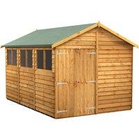 Power 12x8 Overlap Apex Double Door Shed, Brown
