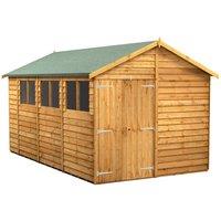 Power 14x8 Overlap Apex Double Door Shed, Brown